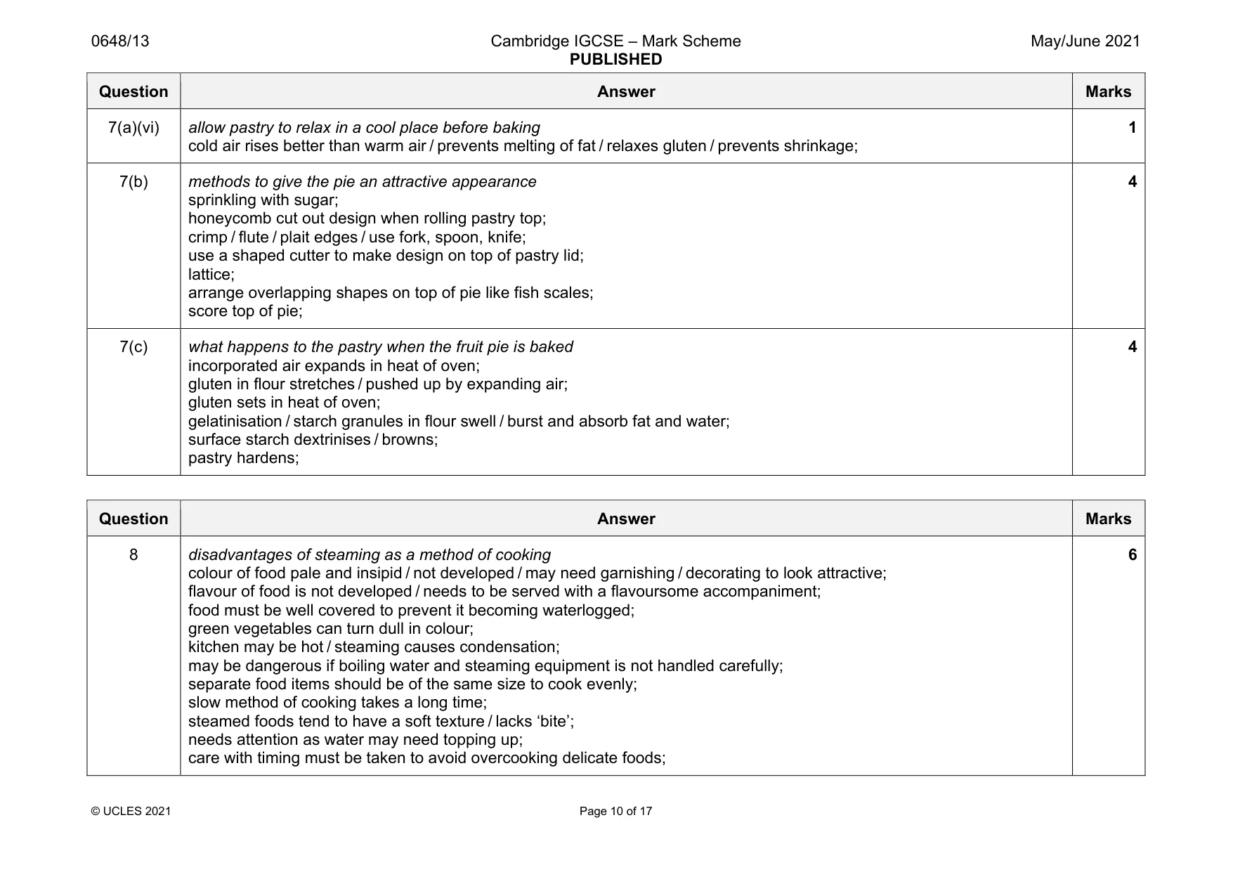 Mark scheme, page 10 of 17