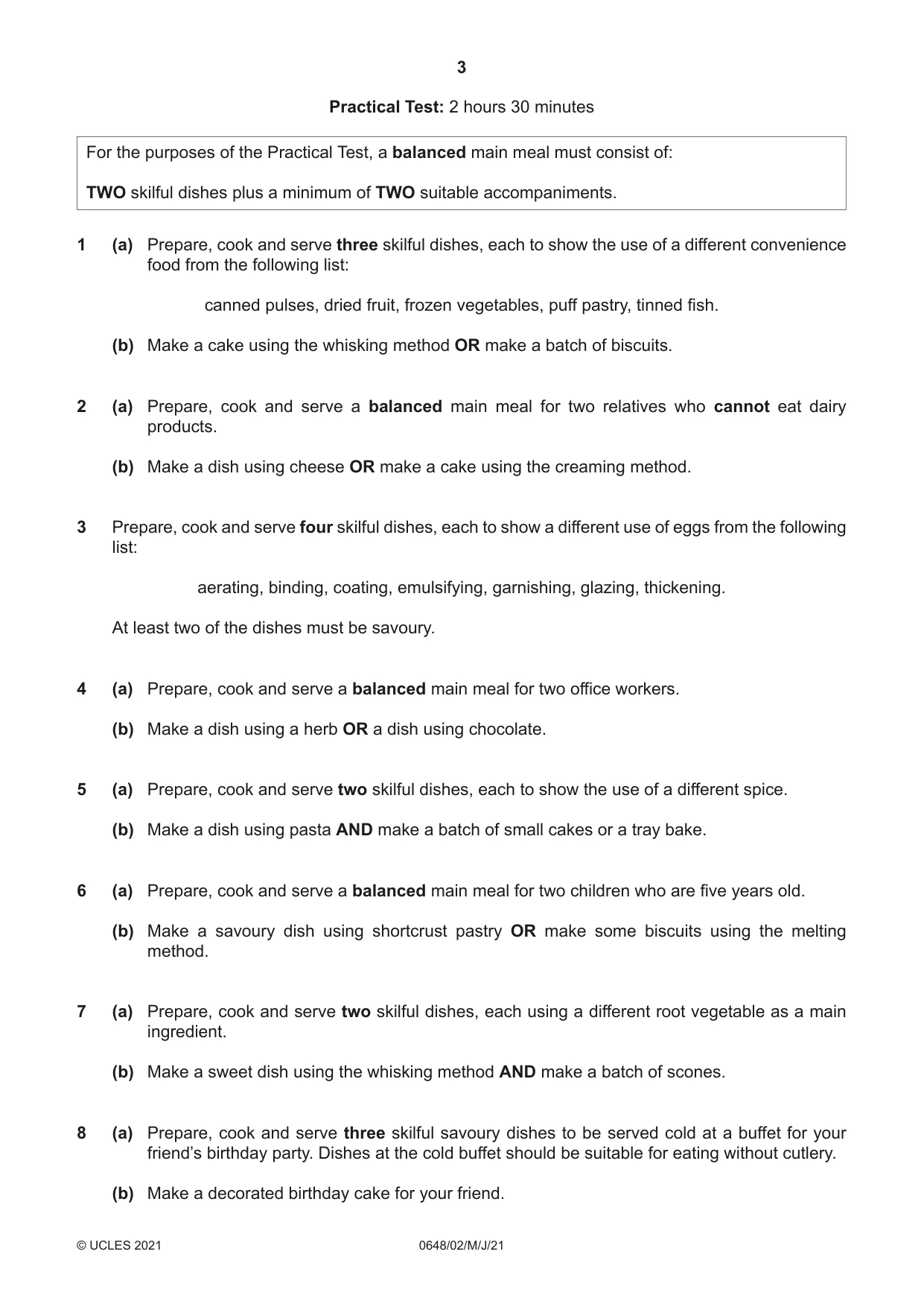 Cambridge IGCSE Food and Nutrition 0648 2021 May/June Paper 2 · Variant 0 question paper, page 3 of 4