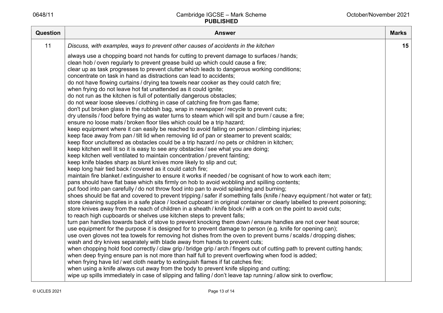 Mark scheme, page 13 of 14