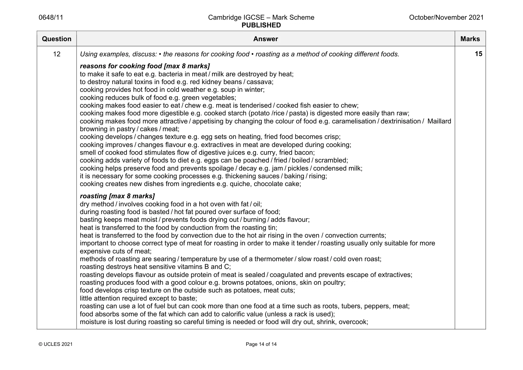 Mark scheme, page 14 of 14