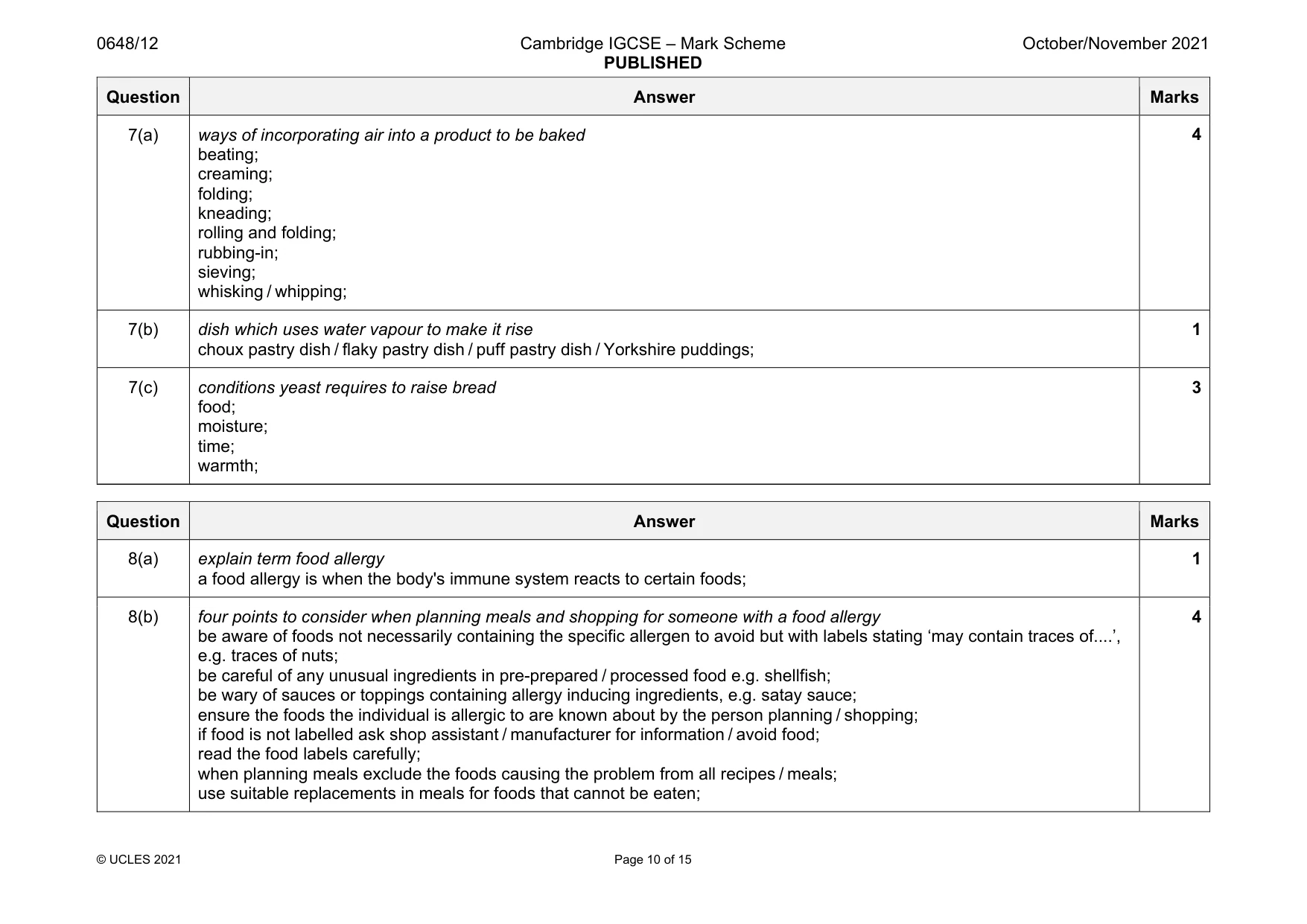 Mark scheme, page 10 of 15