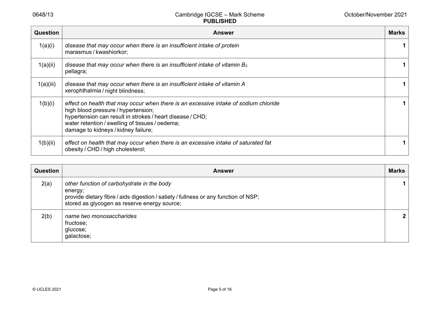 Mark scheme, page 5 of 16