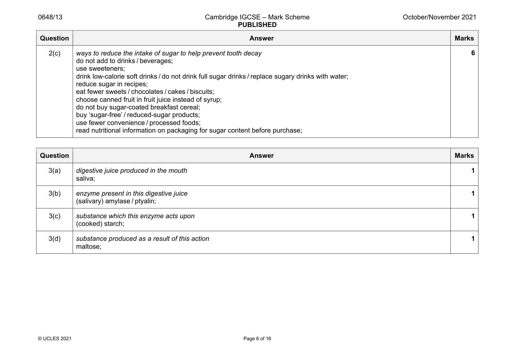 Mark scheme, page 6 of 16