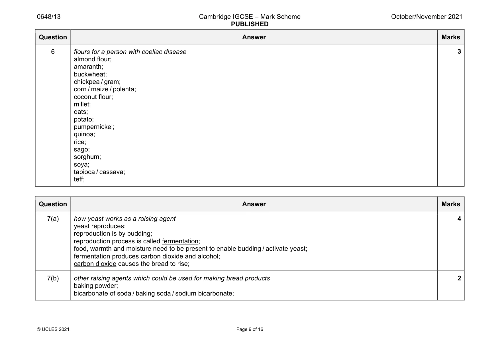 Mark scheme, page 9 of 16