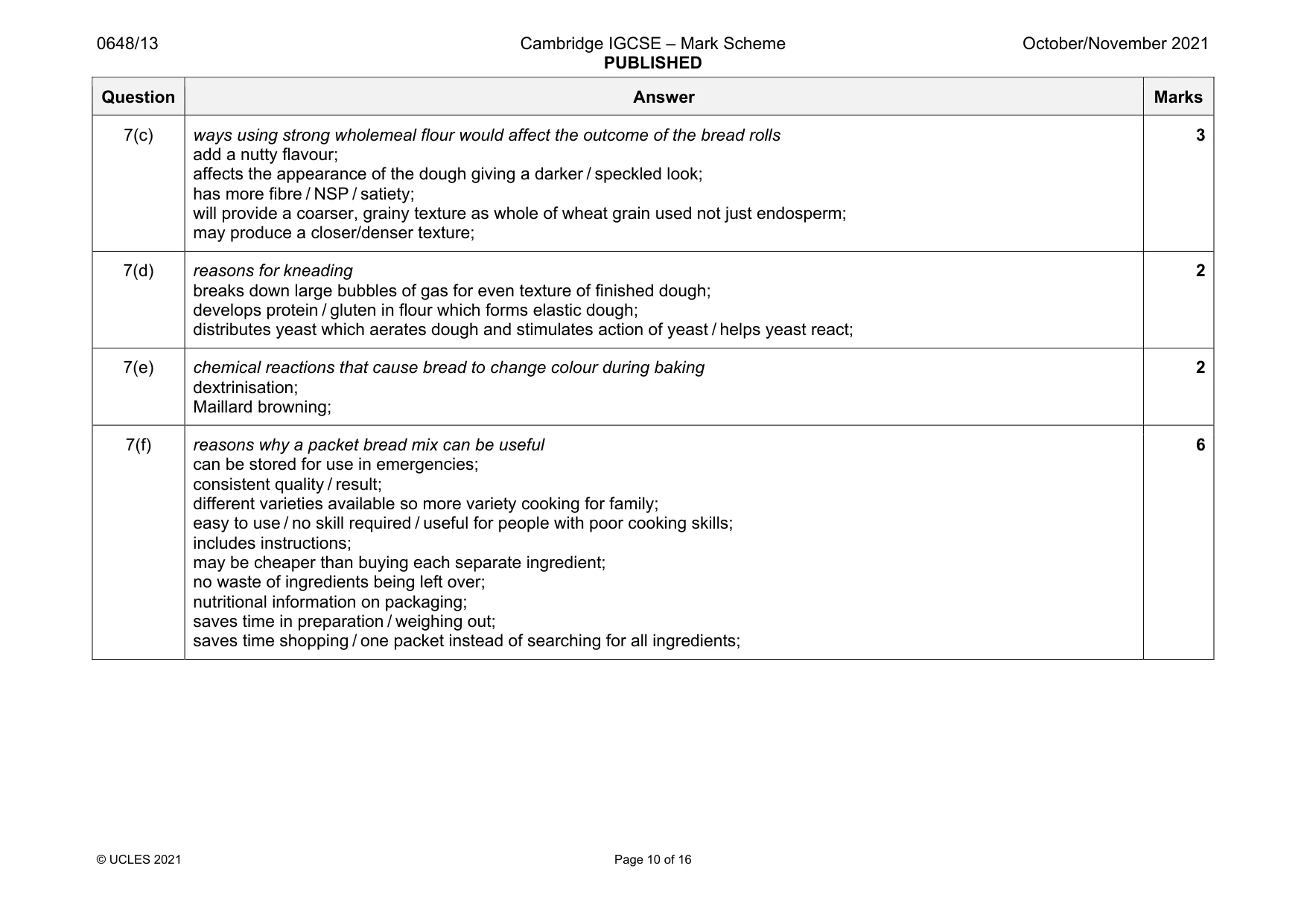 Mark scheme, page 10 of 16