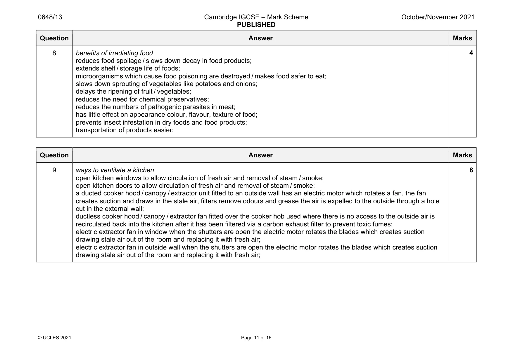 Mark scheme, page 11 of 16