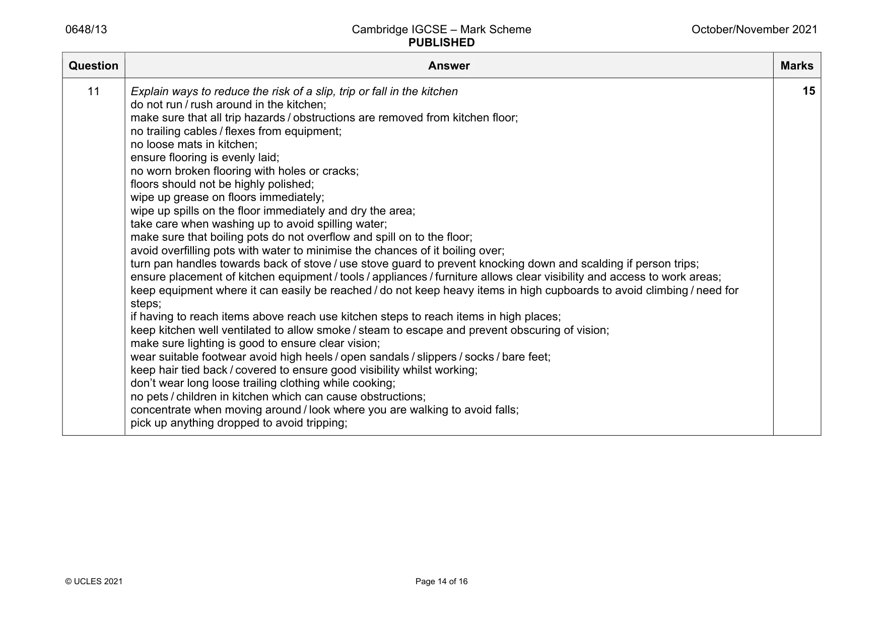 Mark scheme, page 14 of 16