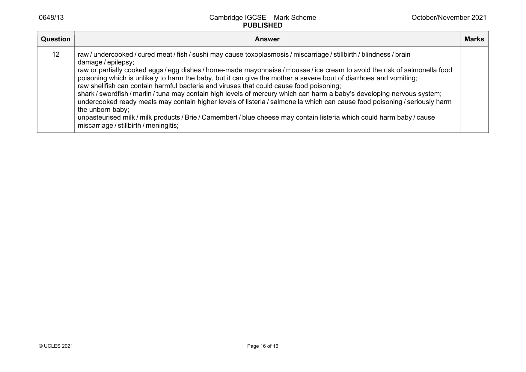 Mark scheme, page 16 of 16