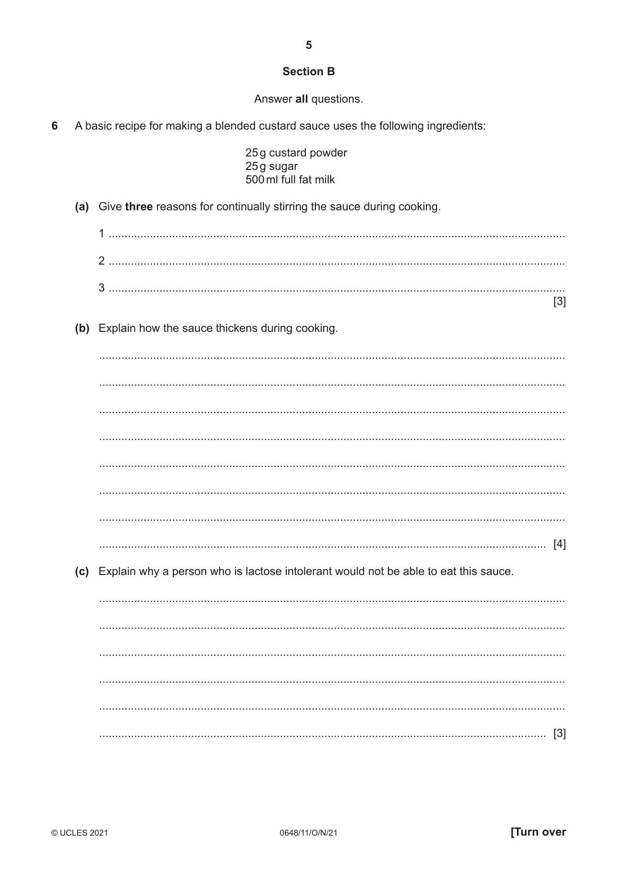 Cambridge IGCSE Food and Nutrition 0648 2021 Oct/Nov Paper 1 · Variant 1 question paper, page 5 of 12