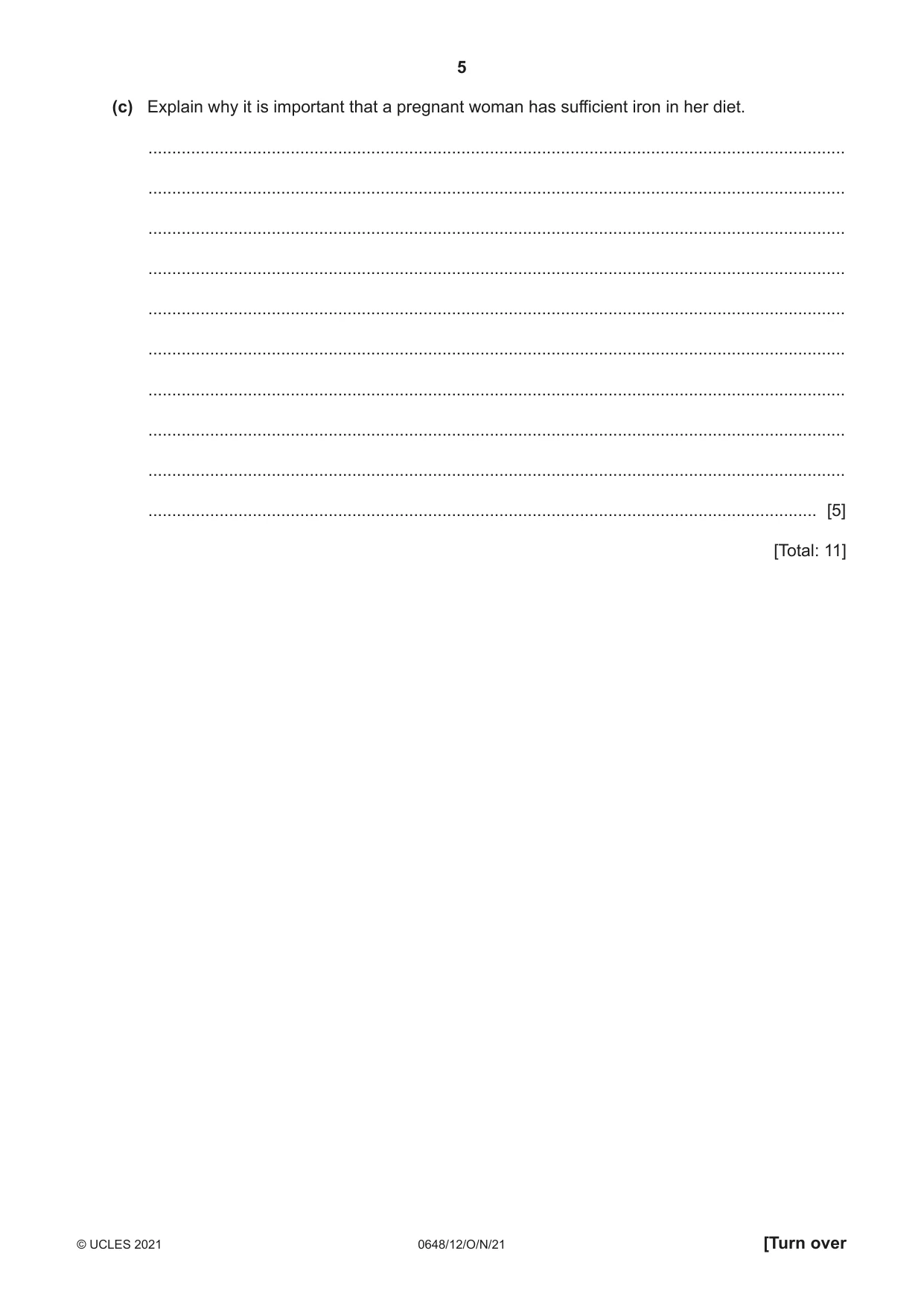 Cambridge IGCSE Food and Nutrition 0648 2021 Oct/Nov Paper 1 · Variant 2 question paper, page 5 of 12