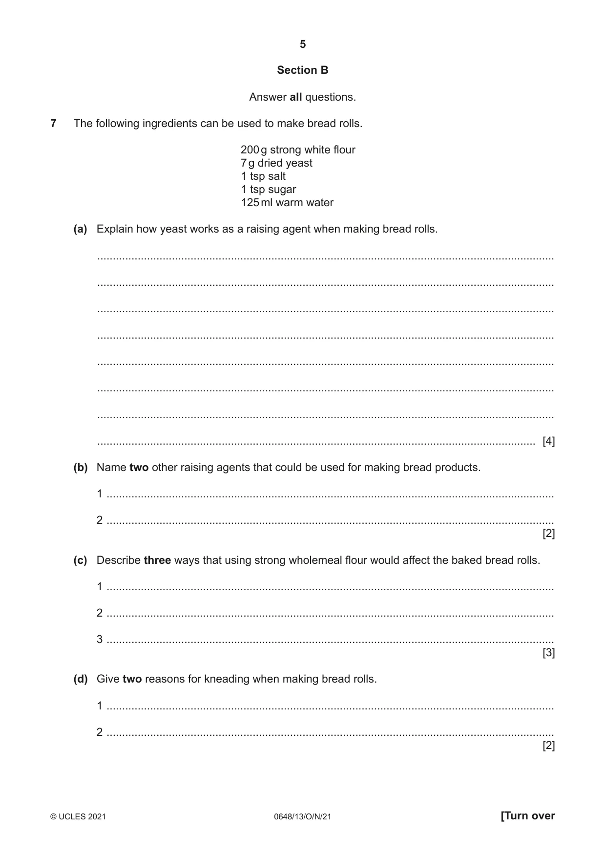 Cambridge IGCSE Food and Nutrition 0648 2021 Oct/Nov Paper 1 · Variant 3 question paper, page 5 of 12