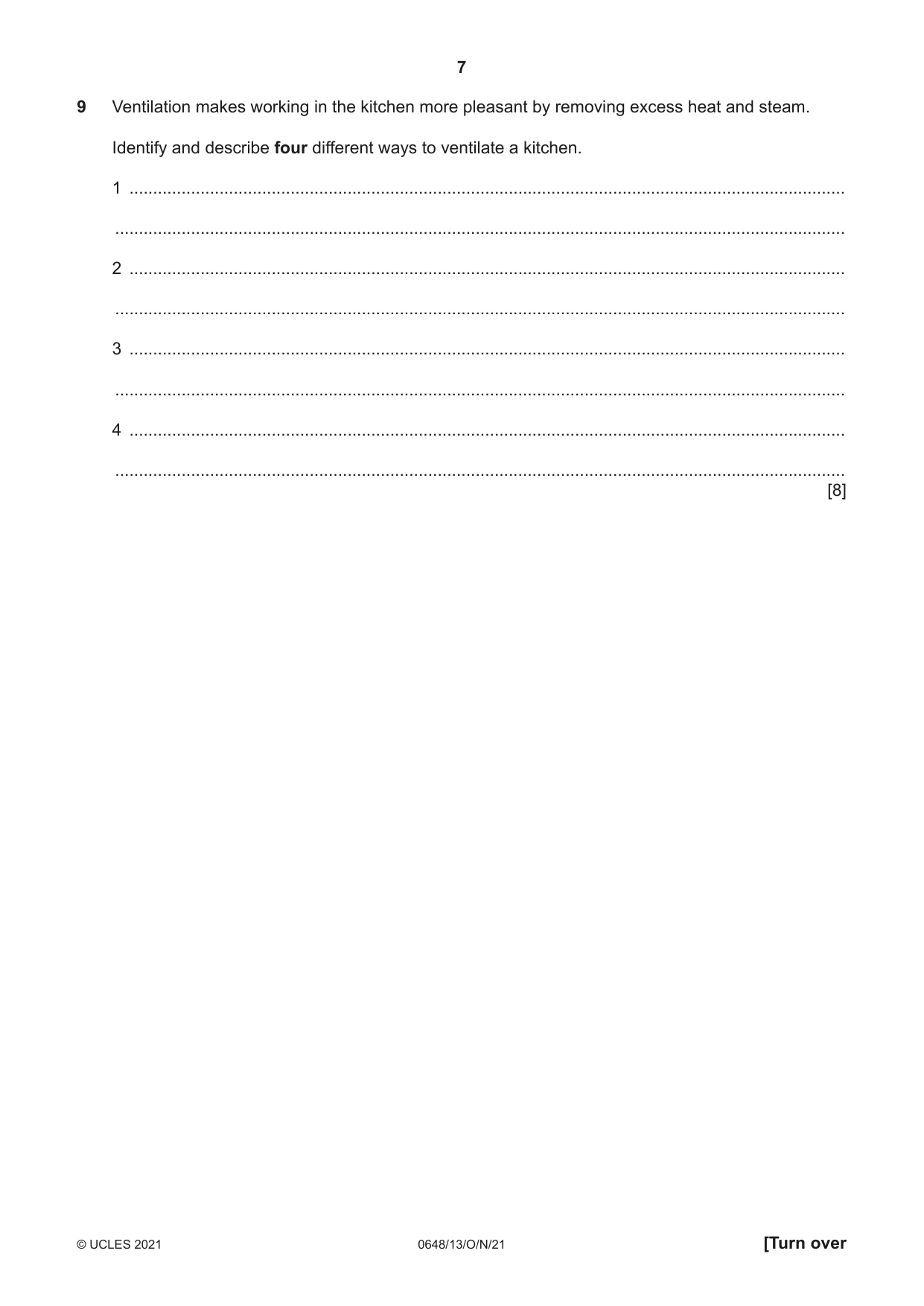 Cambridge IGCSE Food and Nutrition 0648 2021 Oct/Nov Paper 1 · Variant 3 question paper, page 7 of 12
