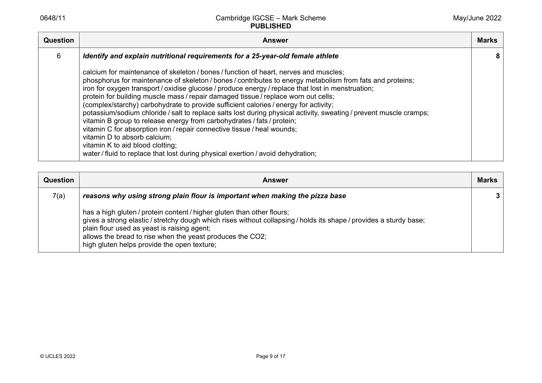 Mark scheme, page 9 of 17