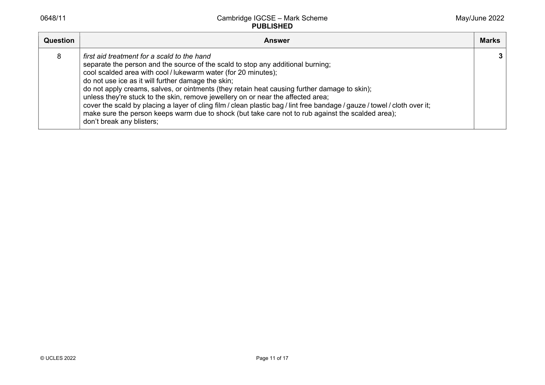 Mark scheme, page 11 of 17