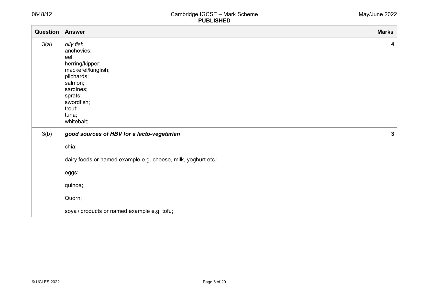 Mark scheme, page 6 of 20