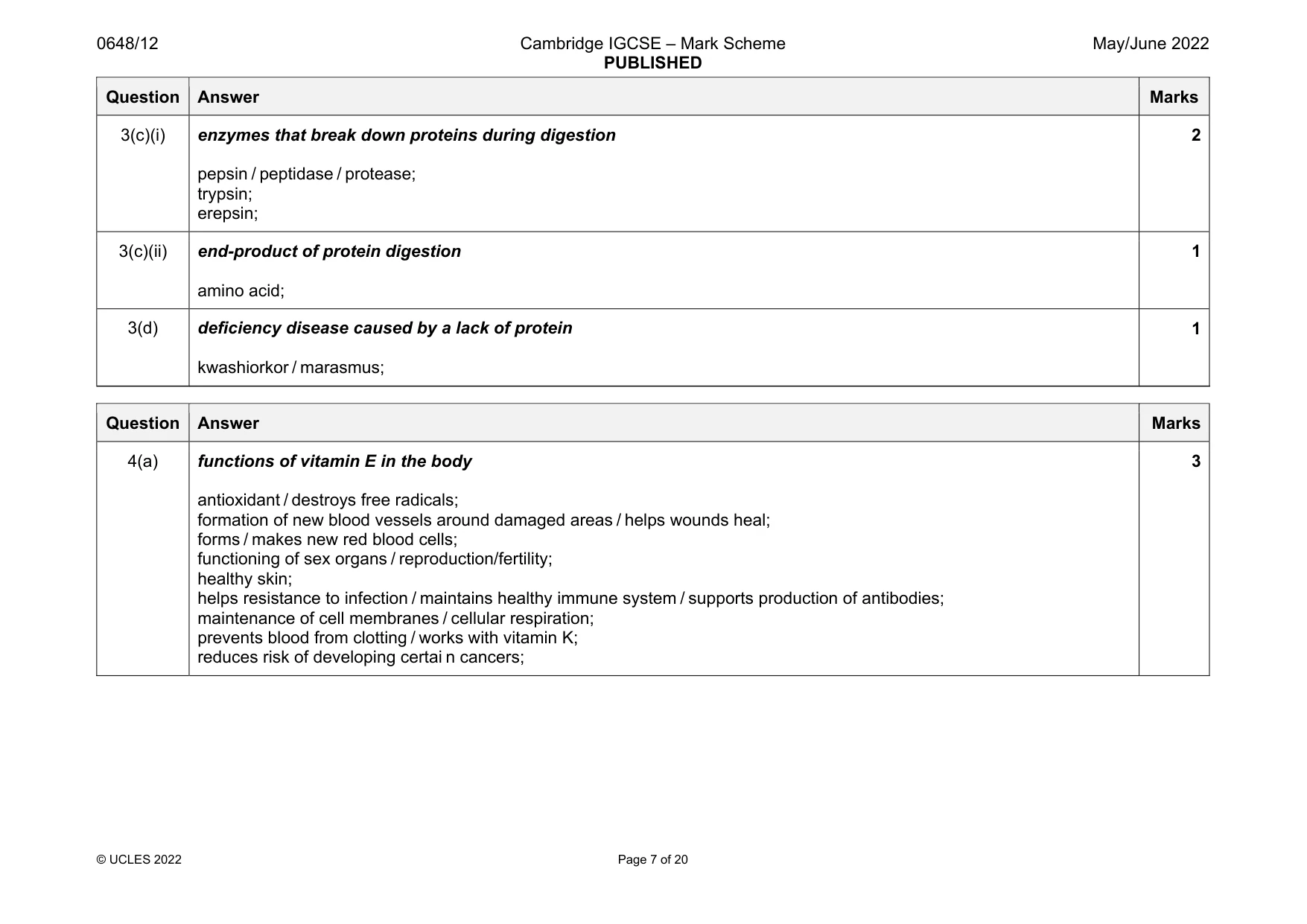 Mark scheme, page 7 of 20