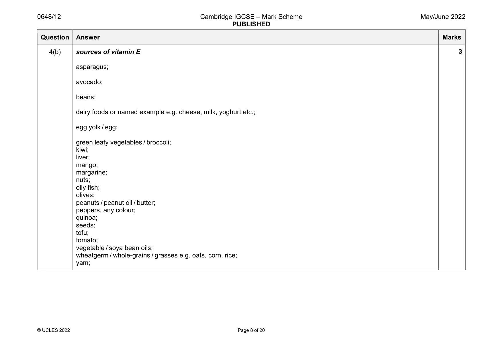 Mark scheme, page 8 of 20