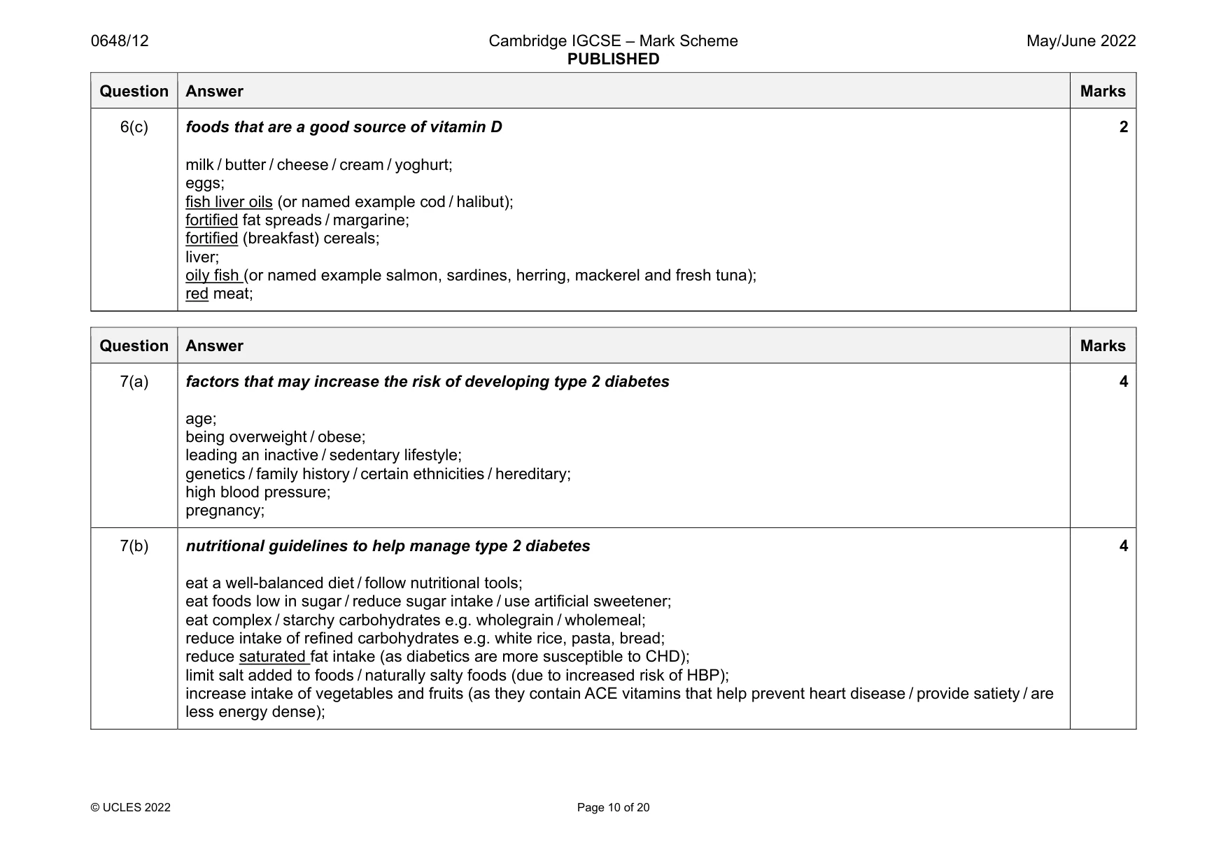 Mark scheme, page 10 of 20