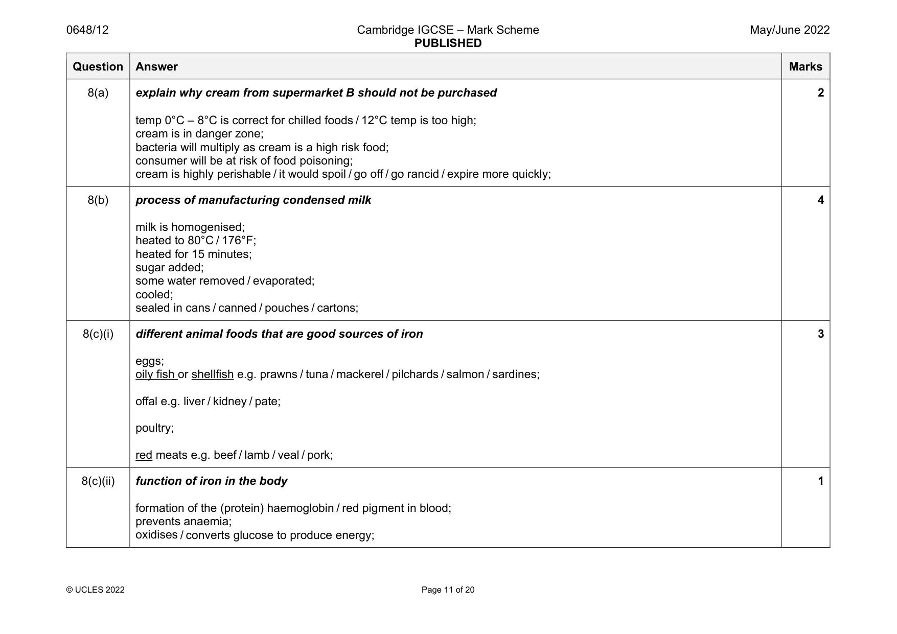 Mark scheme, page 11 of 20