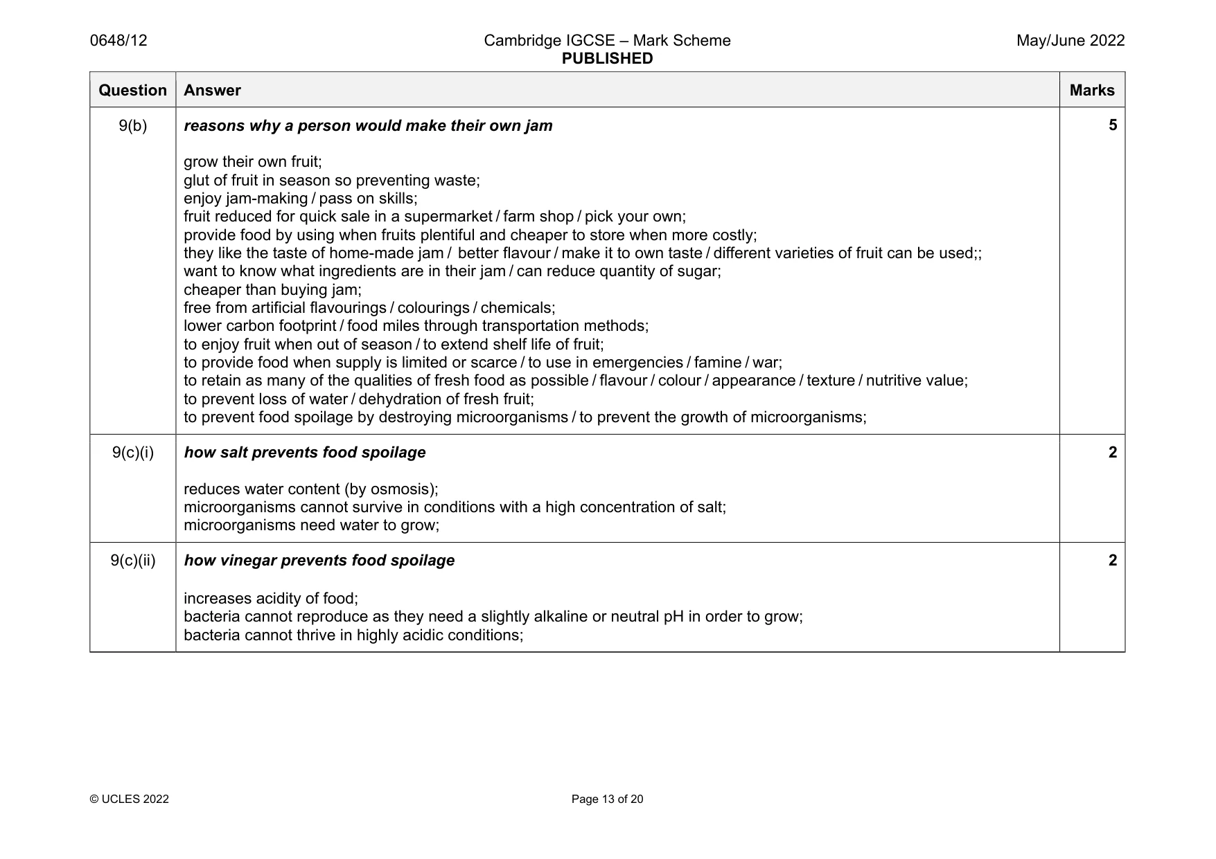 Mark scheme, page 13 of 20