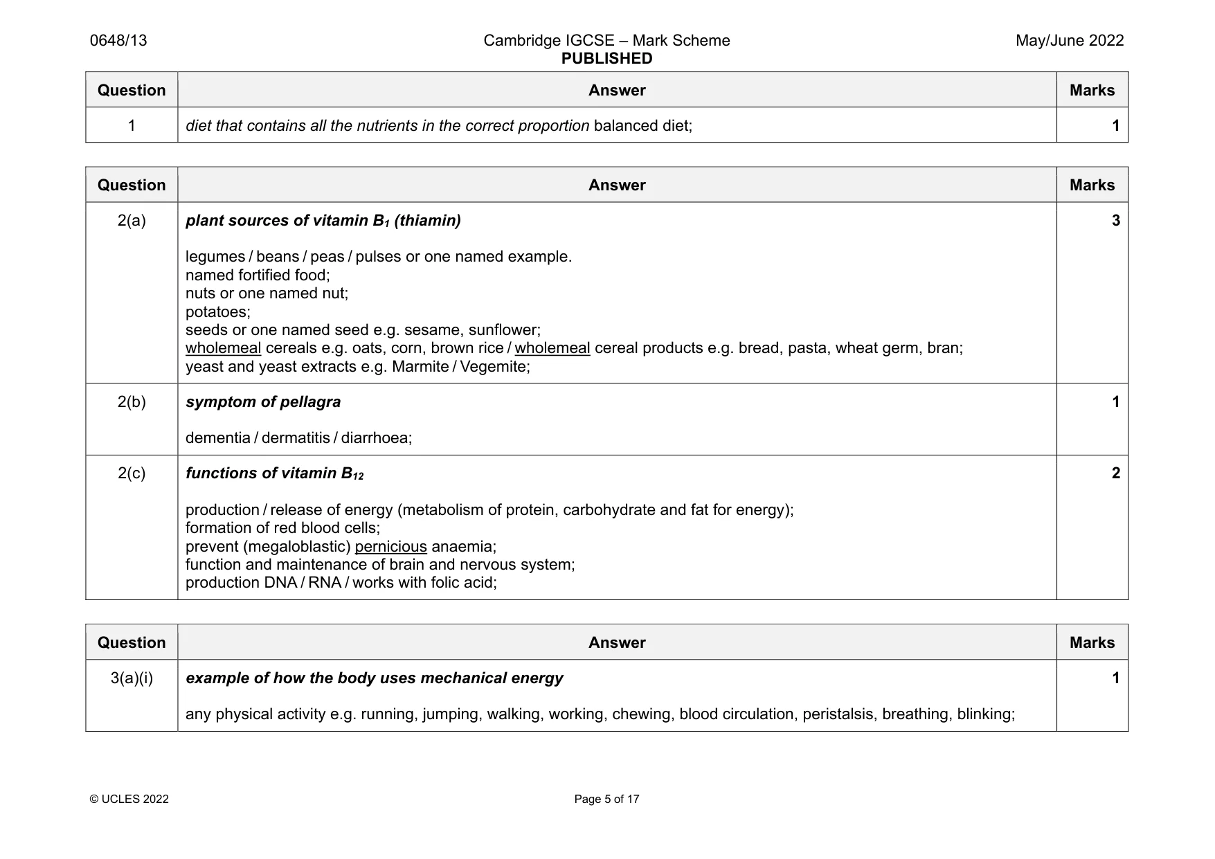 Mark scheme, page 5 of 17