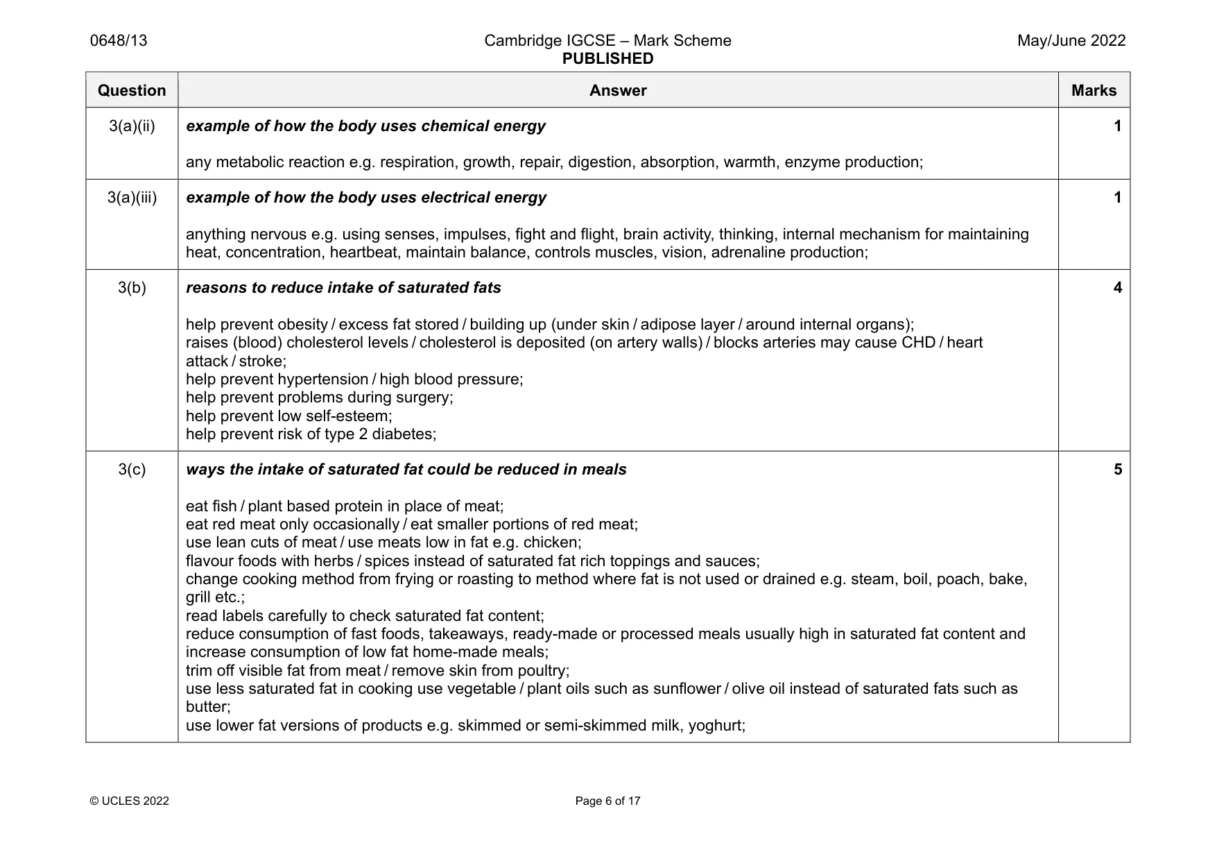 Mark scheme, page 6 of 17
