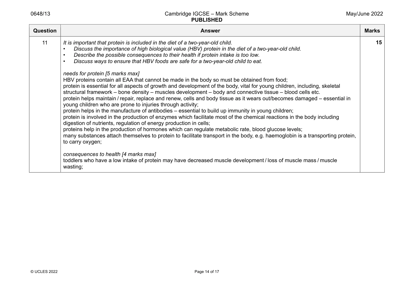 Mark scheme, page 14 of 17
