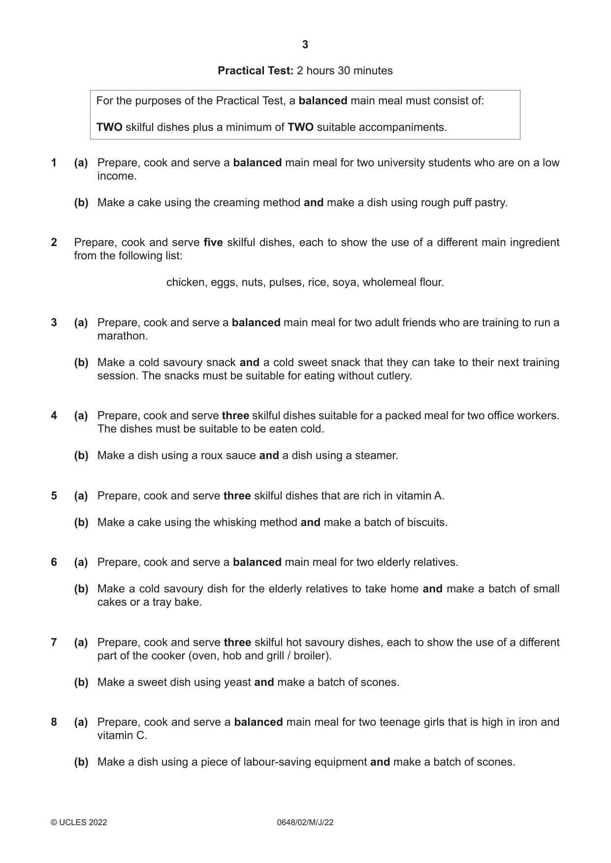 Cambridge IGCSE Food and Nutrition 0648 2022 May/June Paper 2 · Variant 0 question paper, page 3 of 4