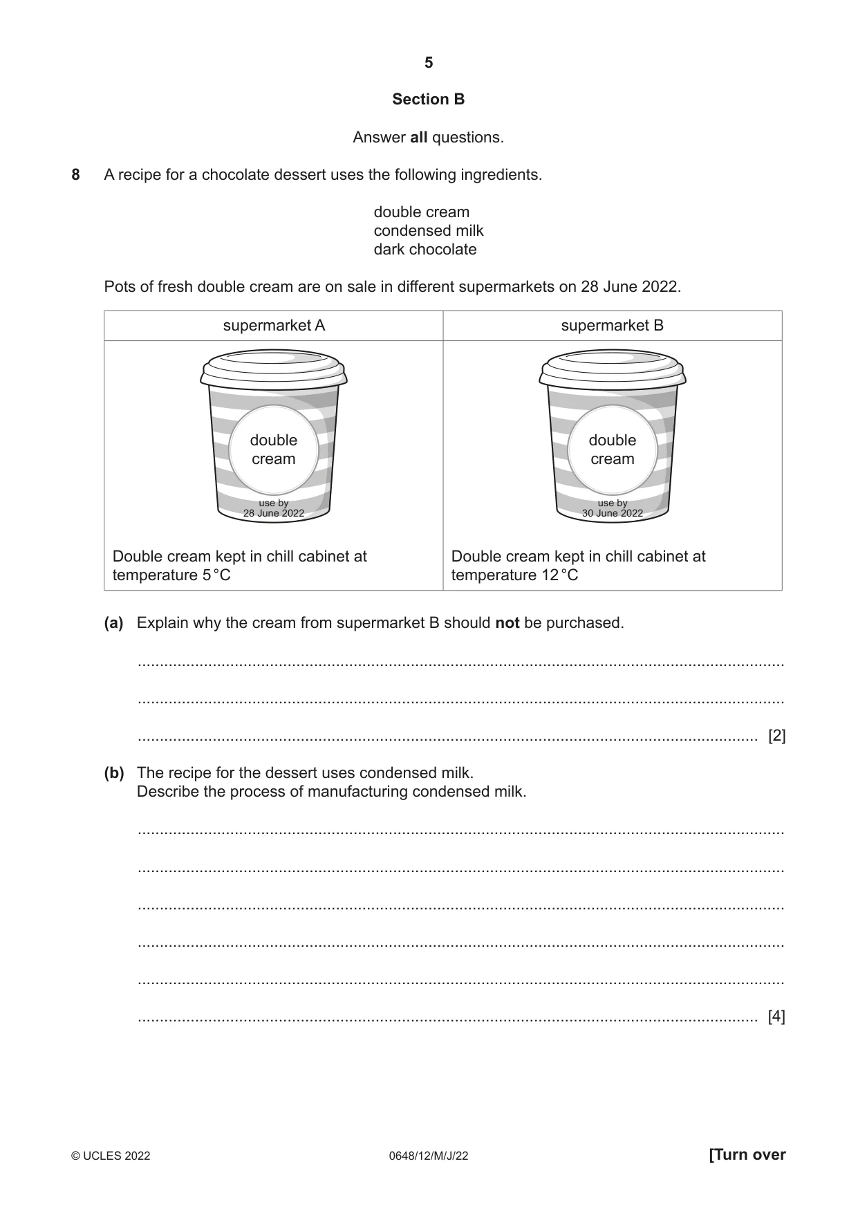 Cambridge IGCSE Food and Nutrition 0648 2022 May/June Paper 1 · Variant 2 question paper, page 5 of 12