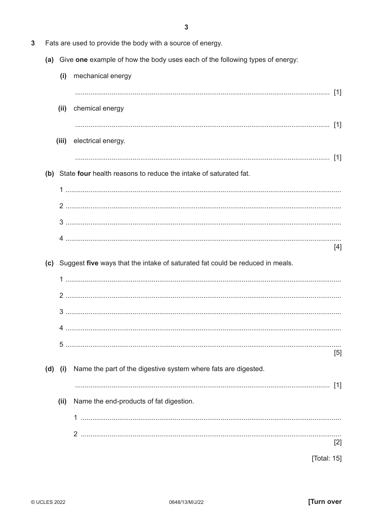 Cambridge IGCSE Food and Nutrition 0648 2022 May/June Paper 1 · Variant 3 question paper, page 3 of 12