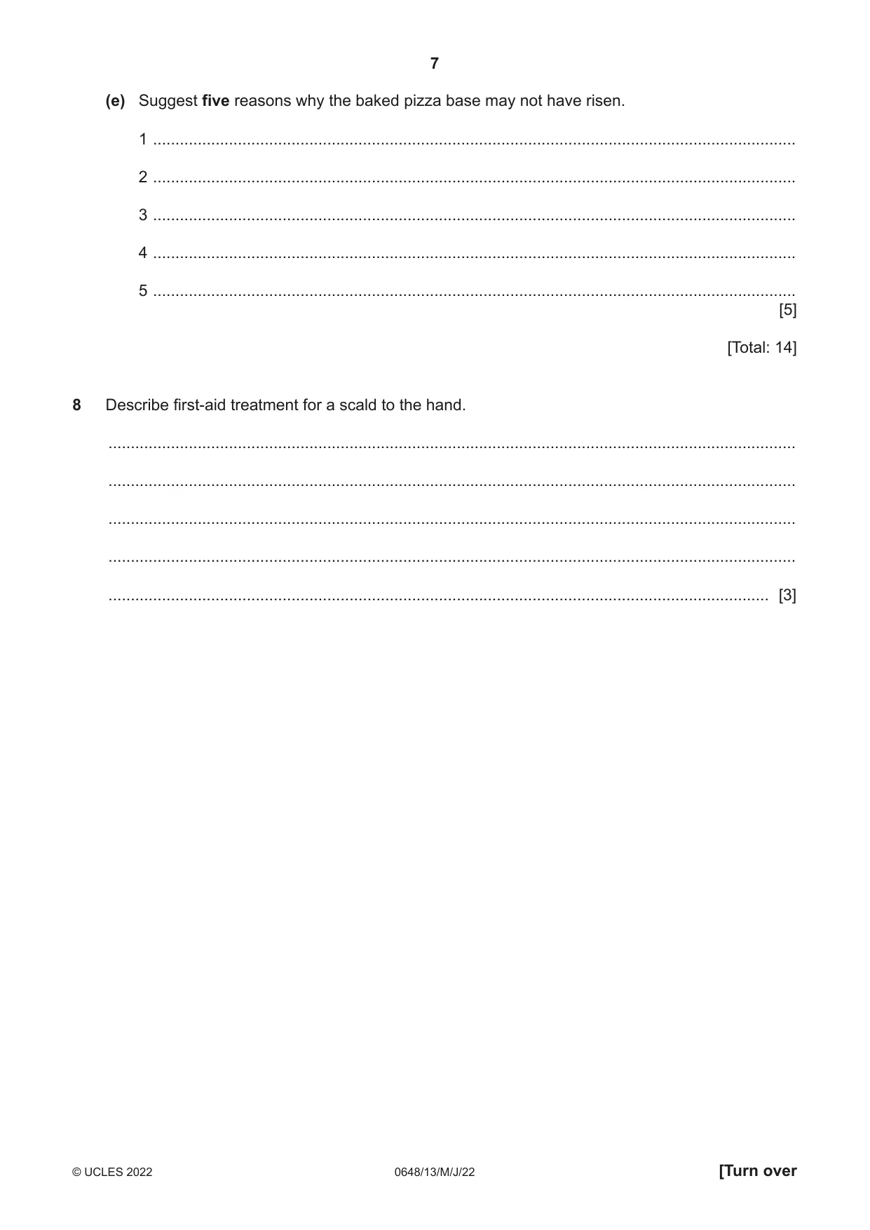 Cambridge IGCSE Food and Nutrition 0648 2022 May/June Paper 1 · Variant 3 question paper, page 7 of 12