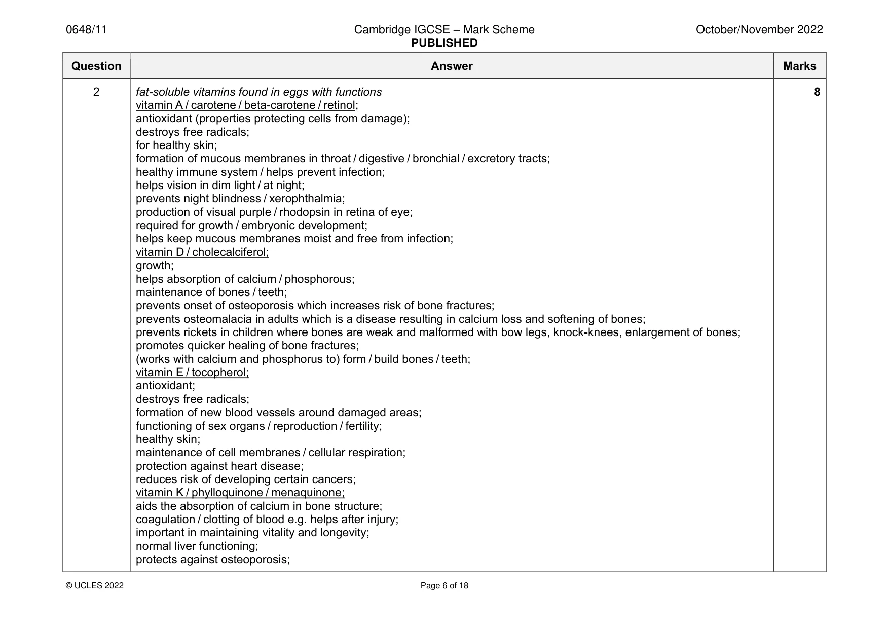 Mark scheme, page 6 of 18