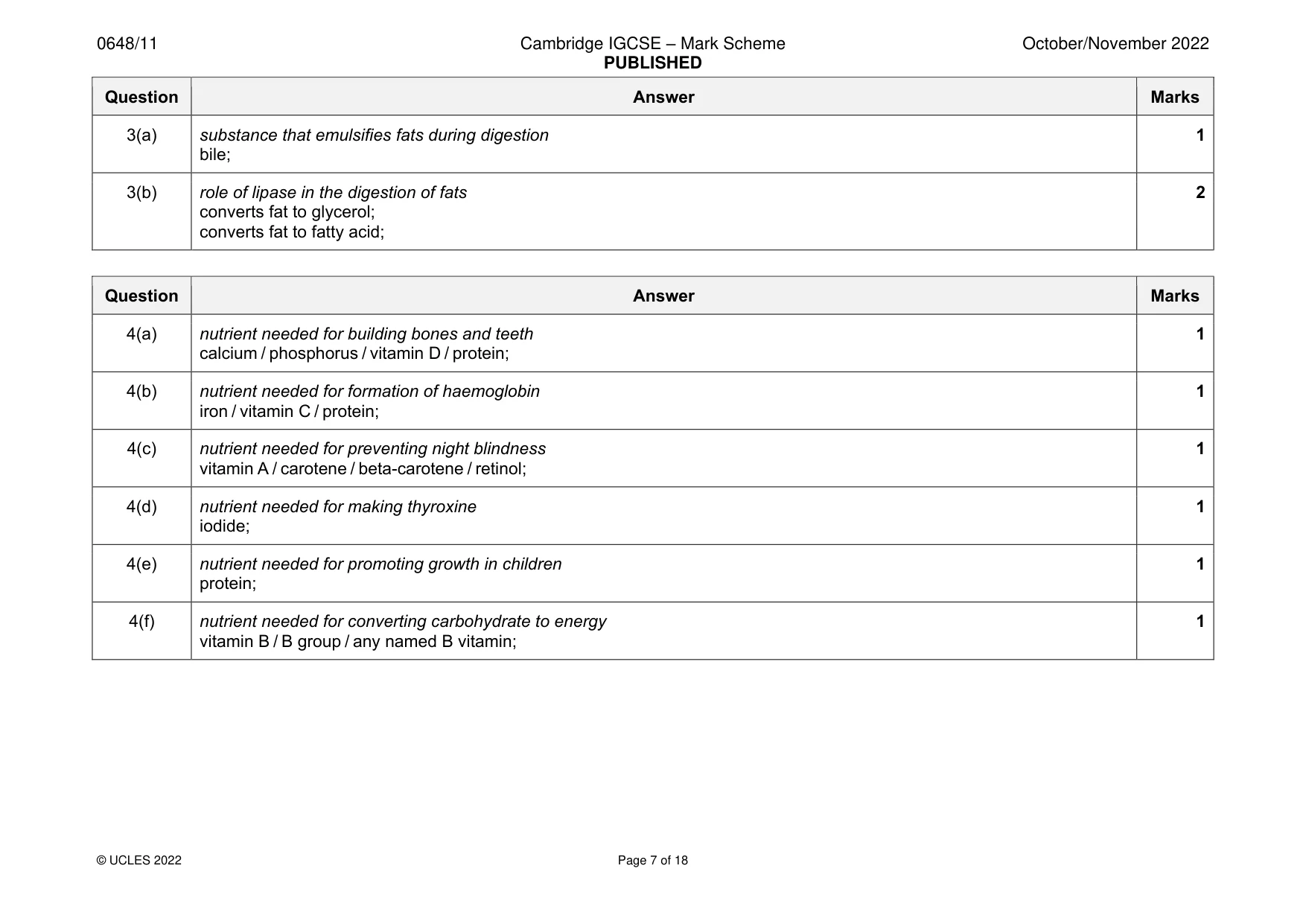 Mark scheme, page 7 of 18