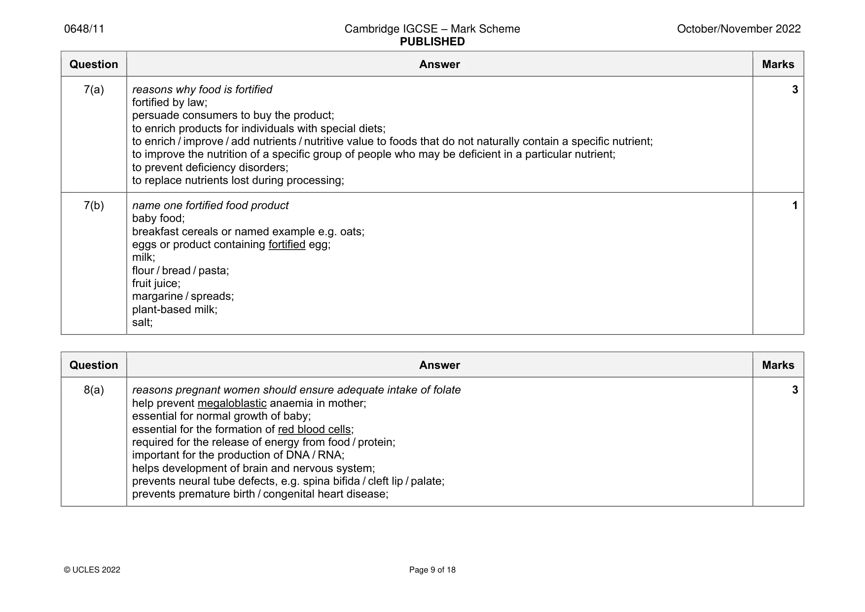 Mark scheme, page 9 of 18