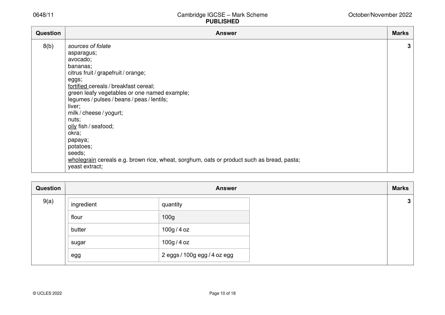 Mark scheme, page 10 of 18