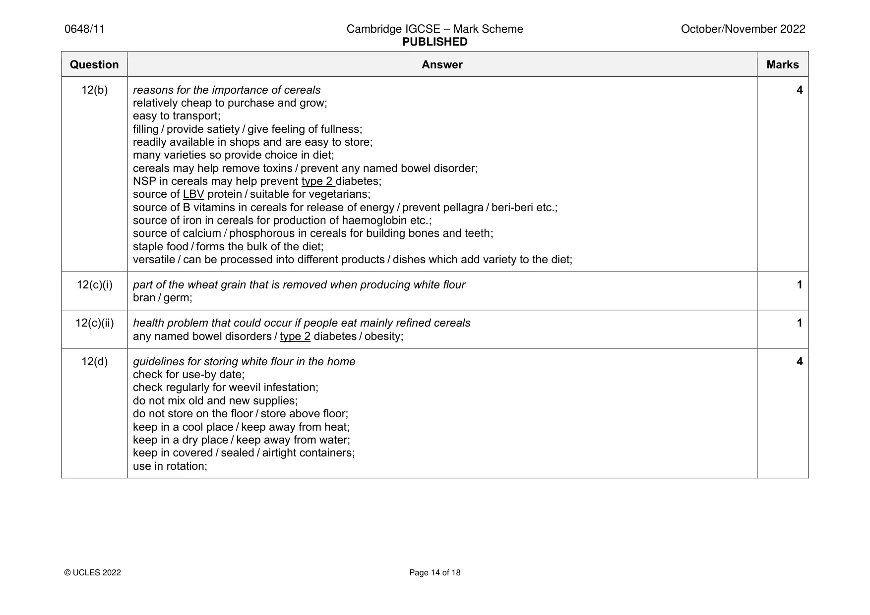 Mark scheme, page 14 of 18