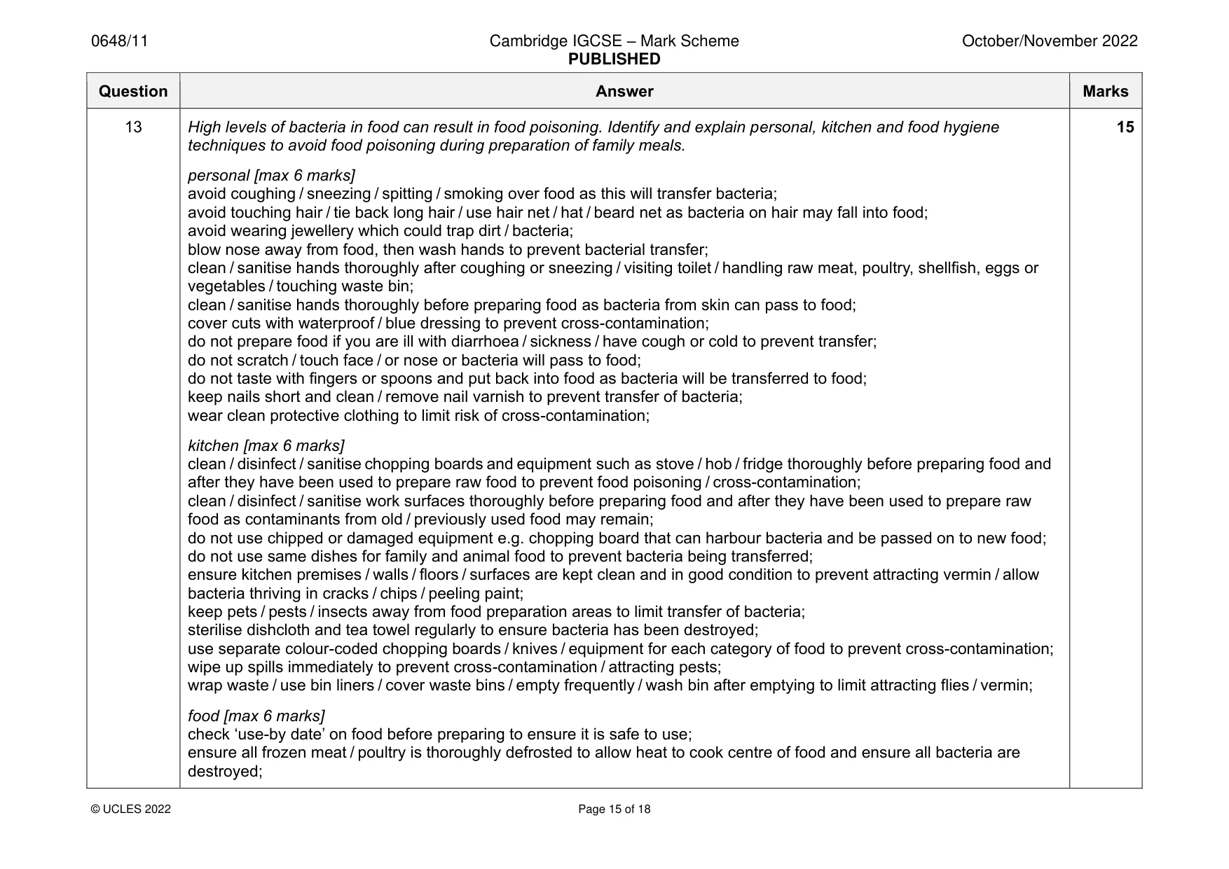 Mark scheme, page 15 of 18