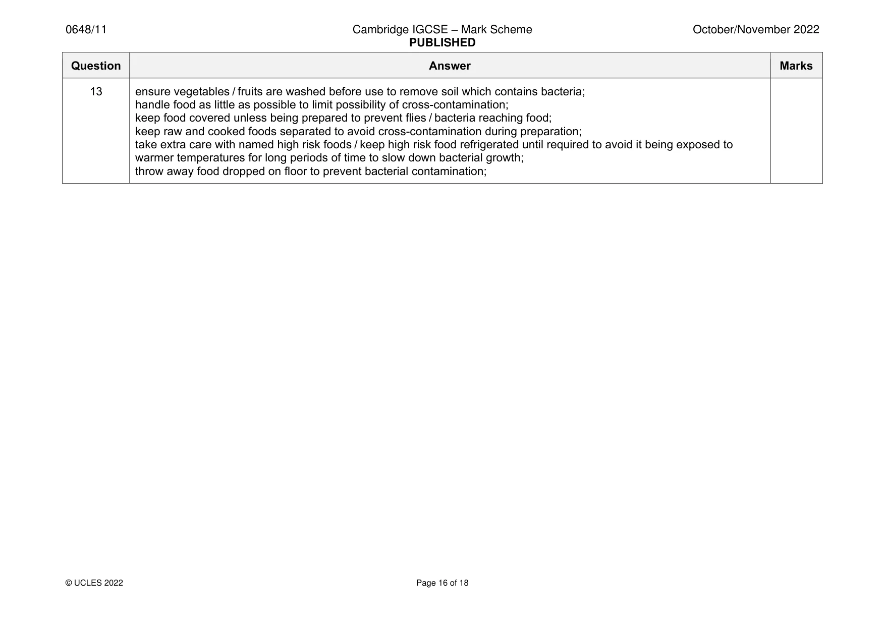 Mark scheme, page 16 of 18