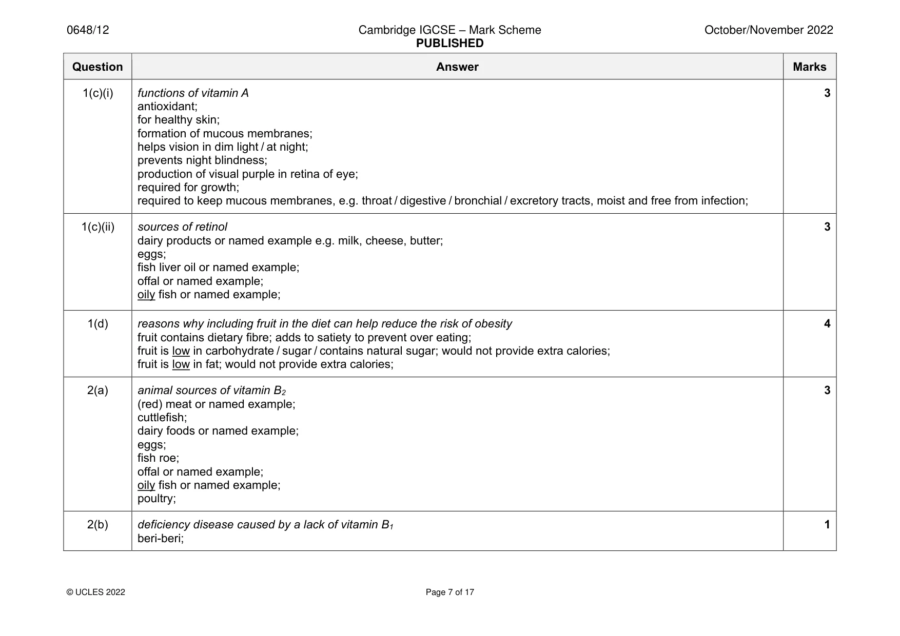 Mark scheme, page 7 of 17