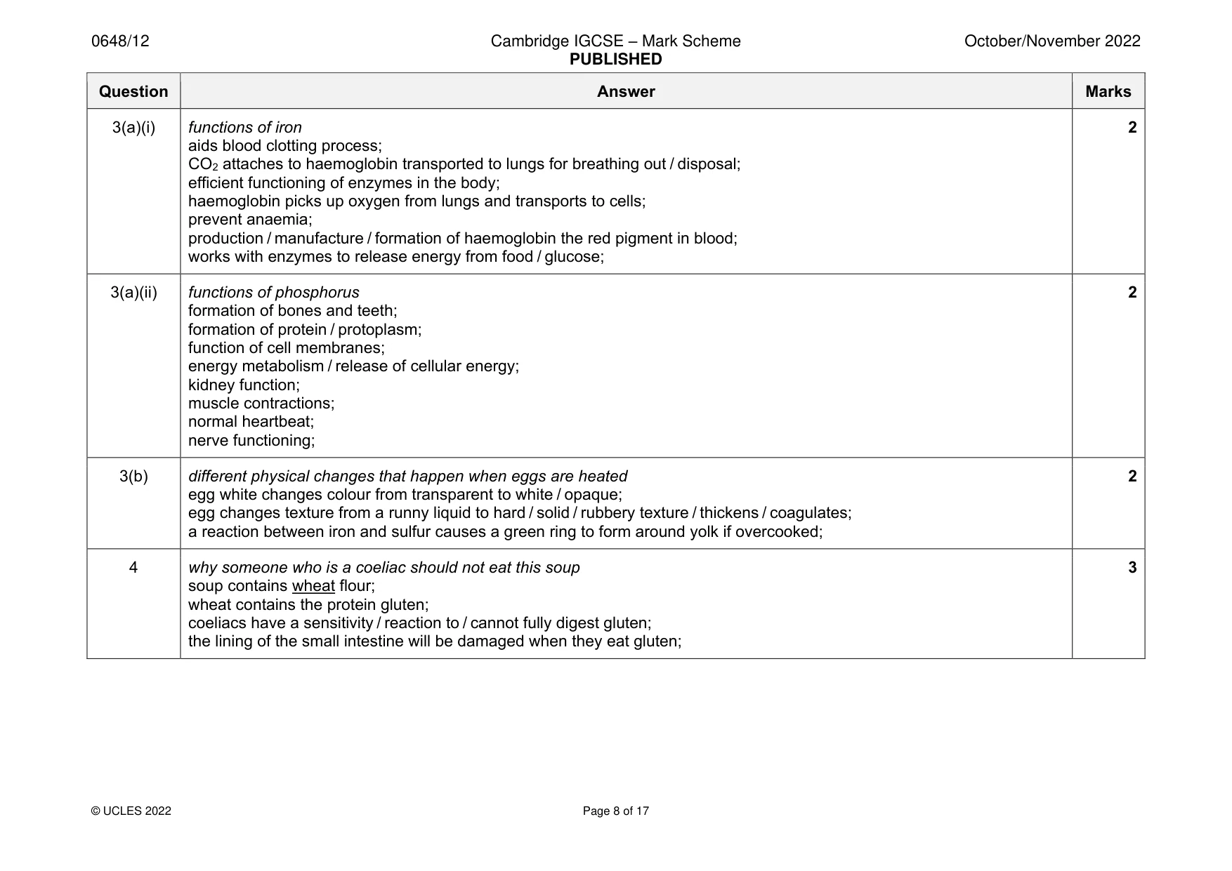 Mark scheme, page 8 of 17