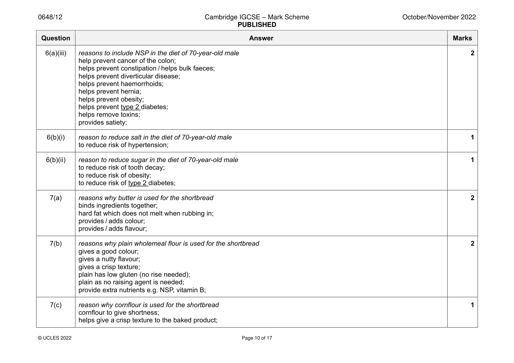 Mark scheme, page 10 of 17