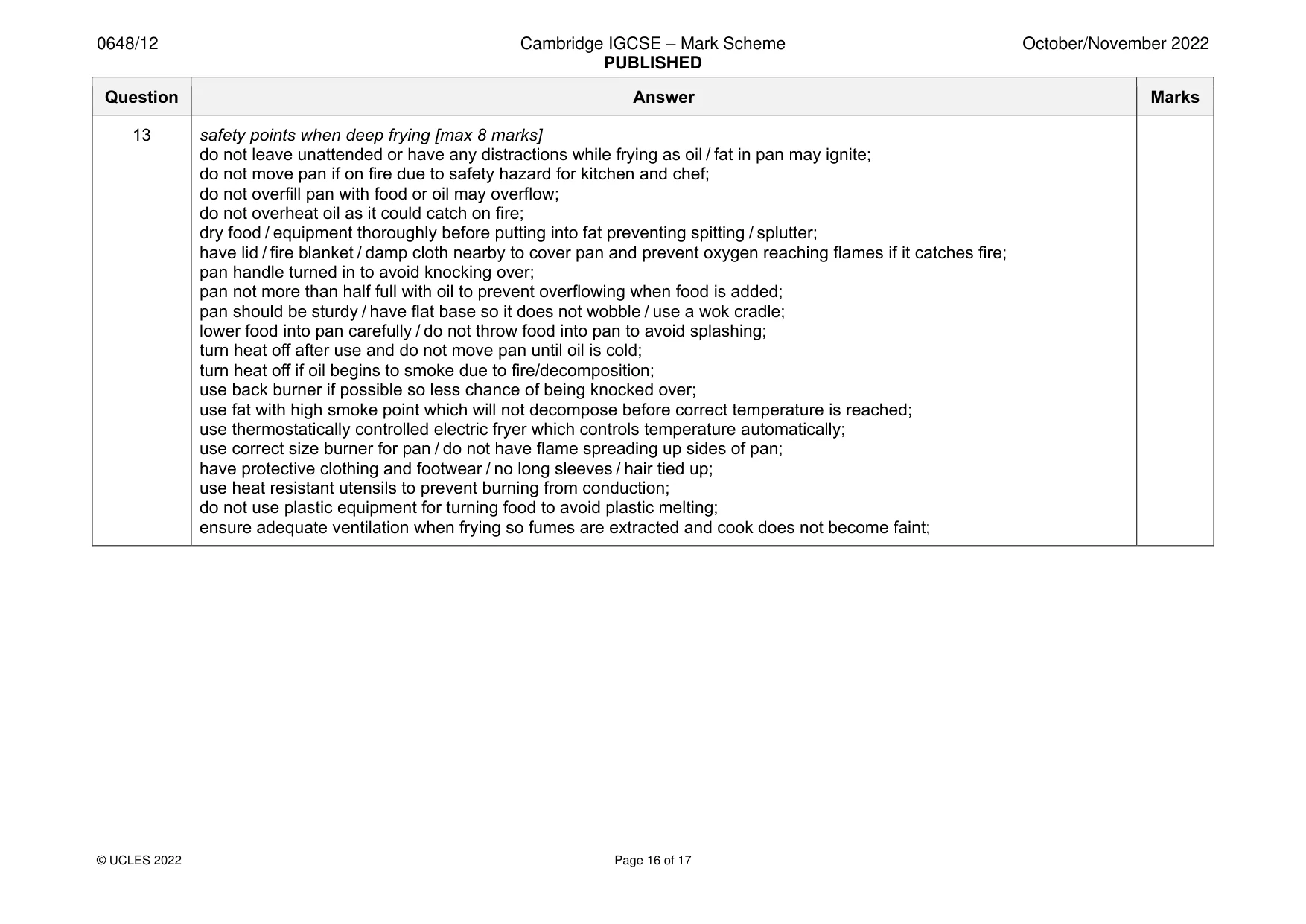 Mark scheme, page 16 of 17