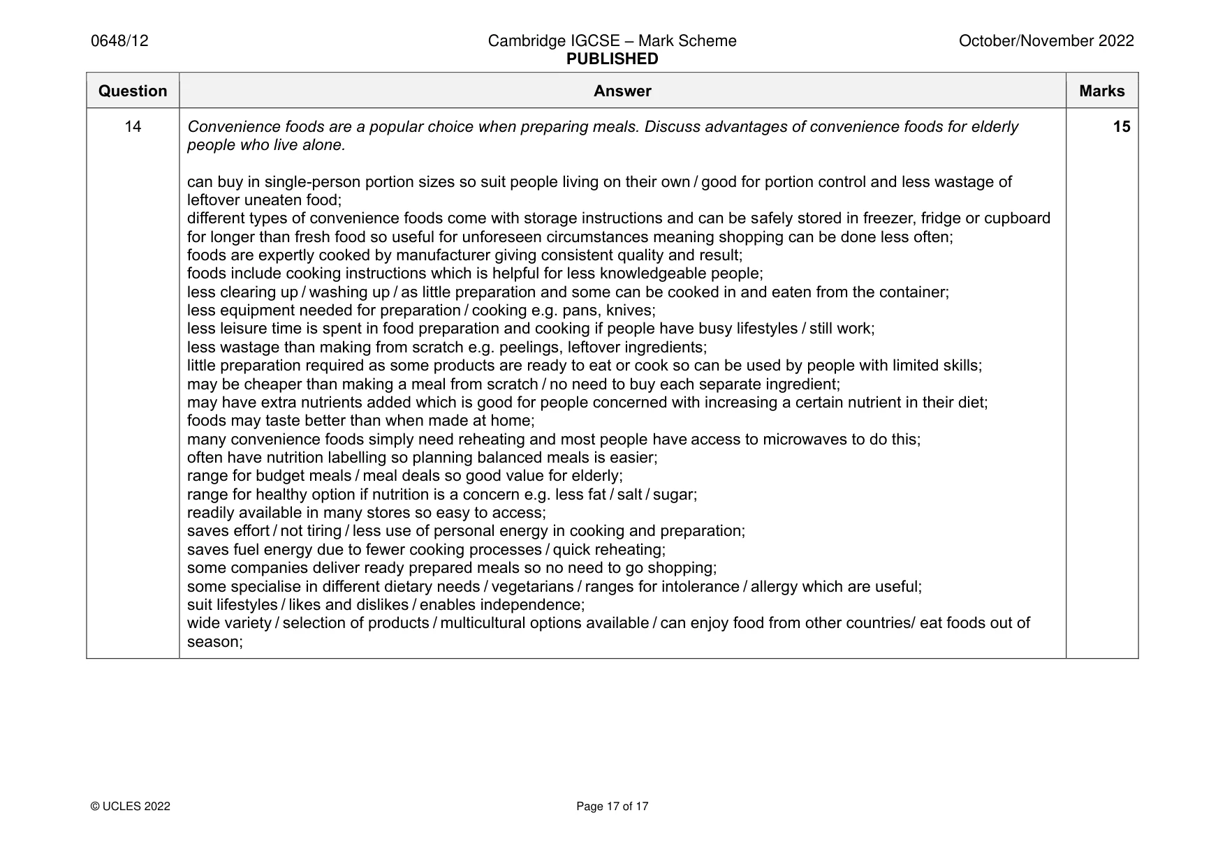 Mark scheme, page 17 of 17