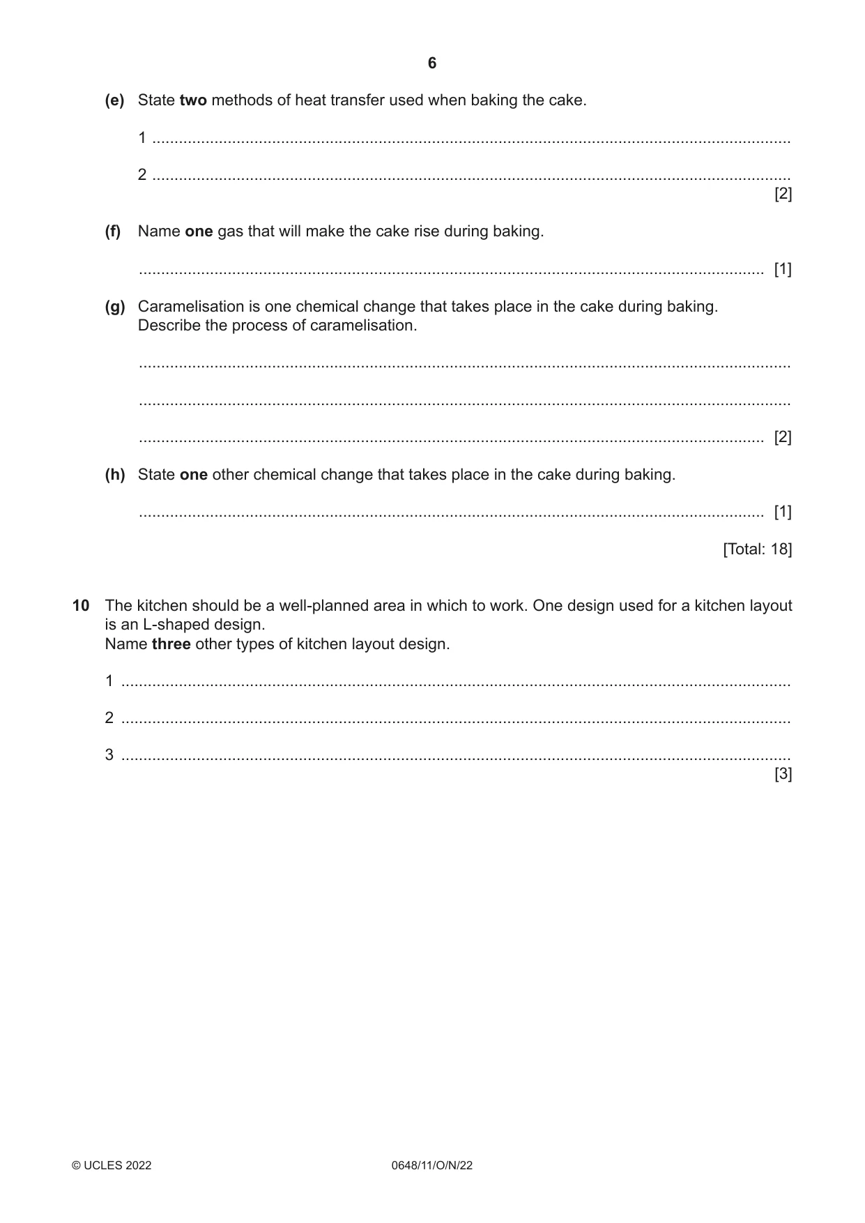 Cambridge IGCSE Food and Nutrition 0648 2022 Oct/Nov Paper 1 · Variant 1 question paper, page 6 of 12