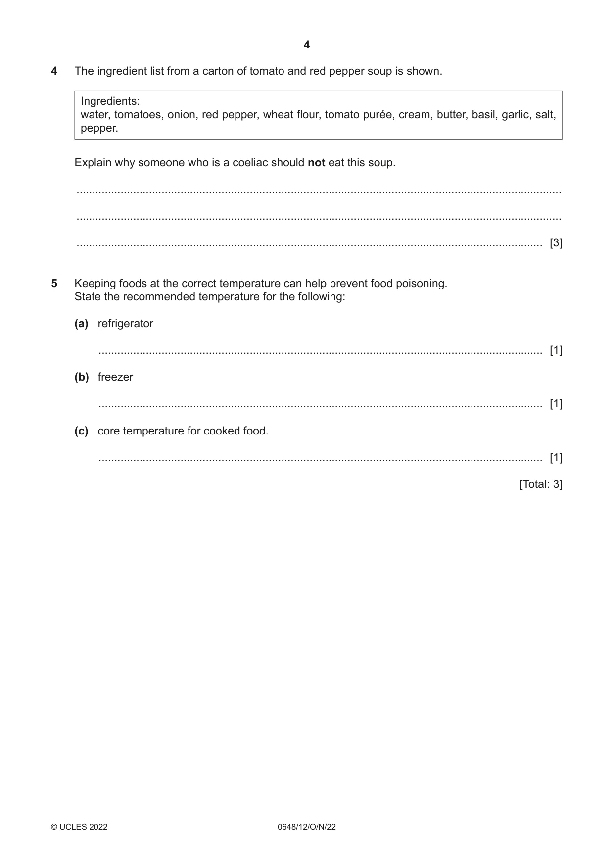 Cambridge IGCSE Food and Nutrition 0648 2022 Oct/Nov Paper 1 · Variant 2 question paper, page 4 of 12