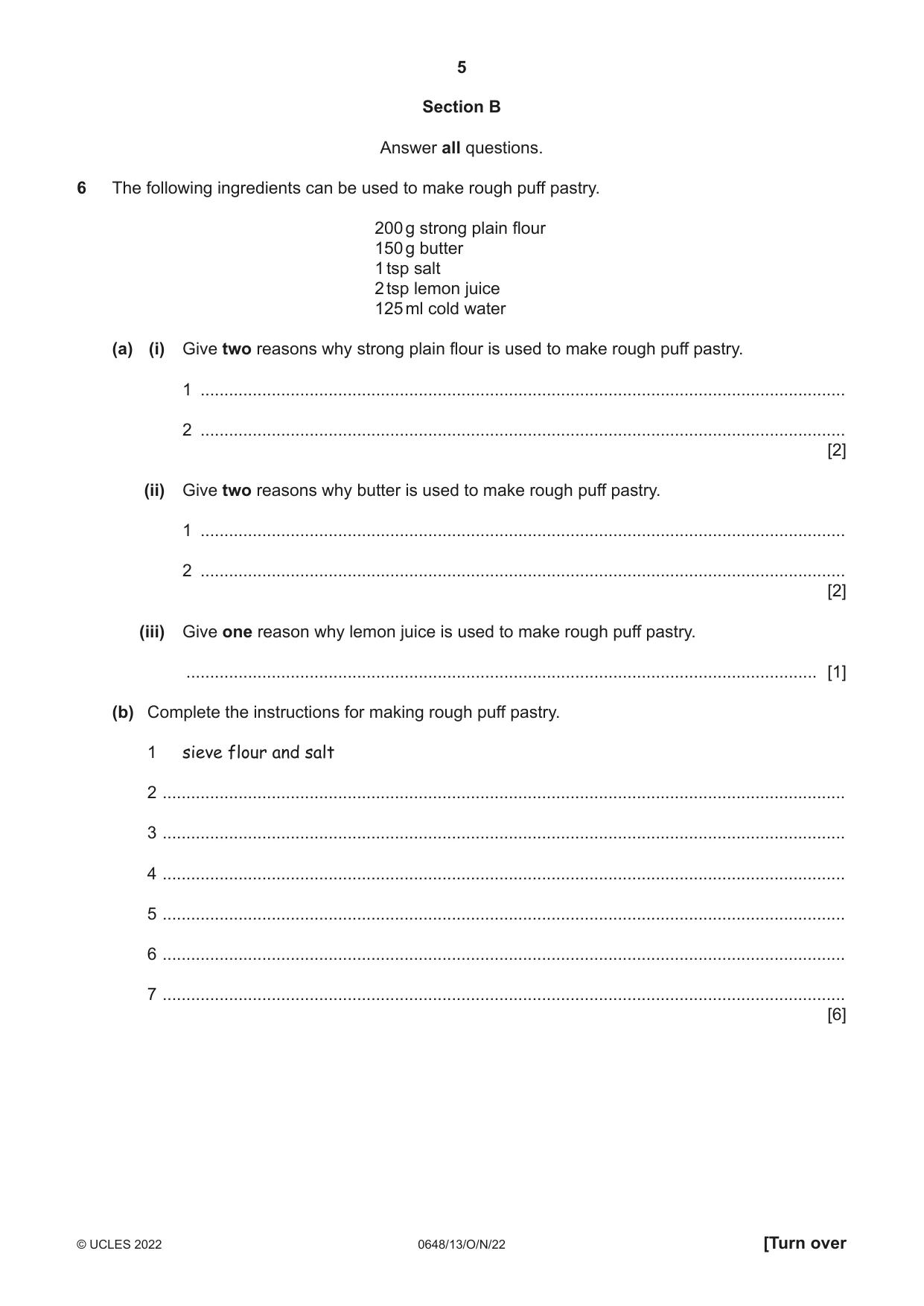 Cambridge IGCSE Food and Nutrition 0648 2022 Oct/Nov Paper 1 · Variant 3 question paper, page 5 of 12