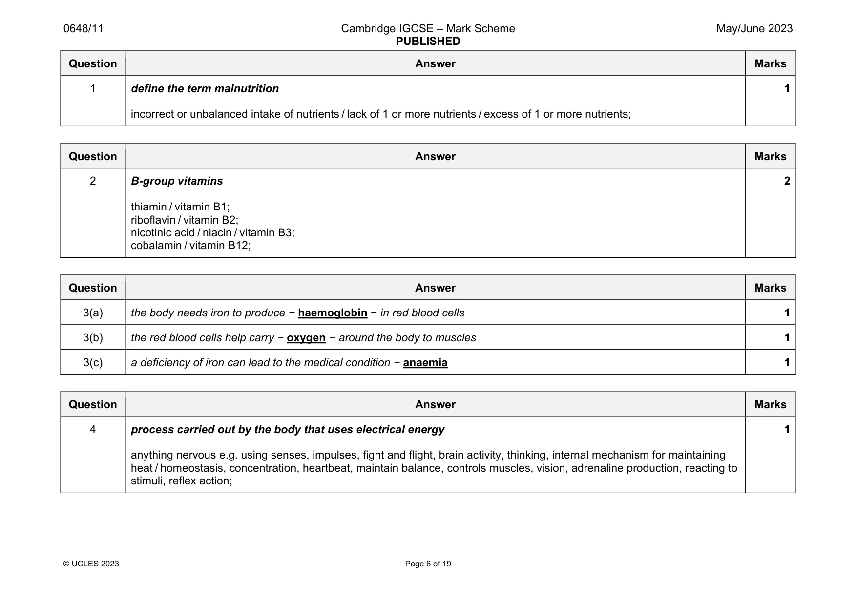 Mark scheme, page 6 of 19