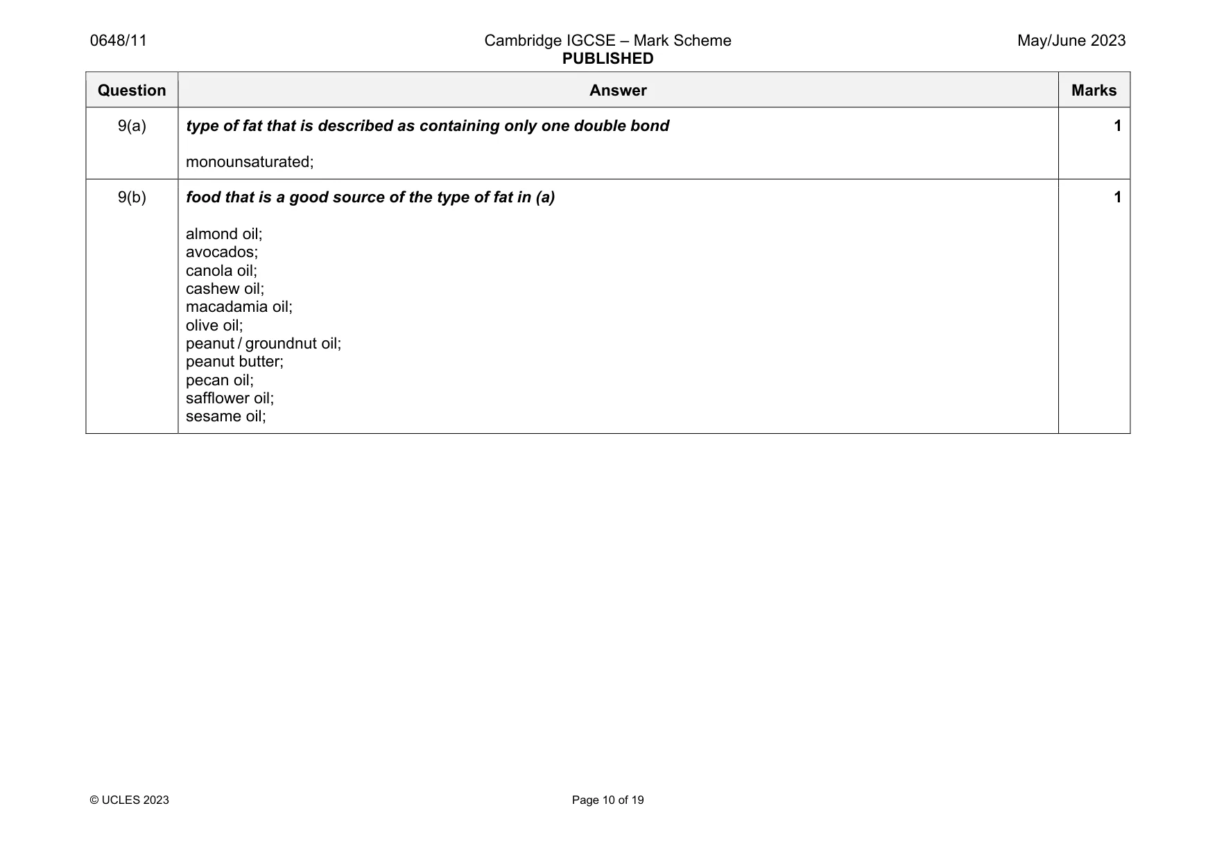 Mark scheme, page 10 of 19