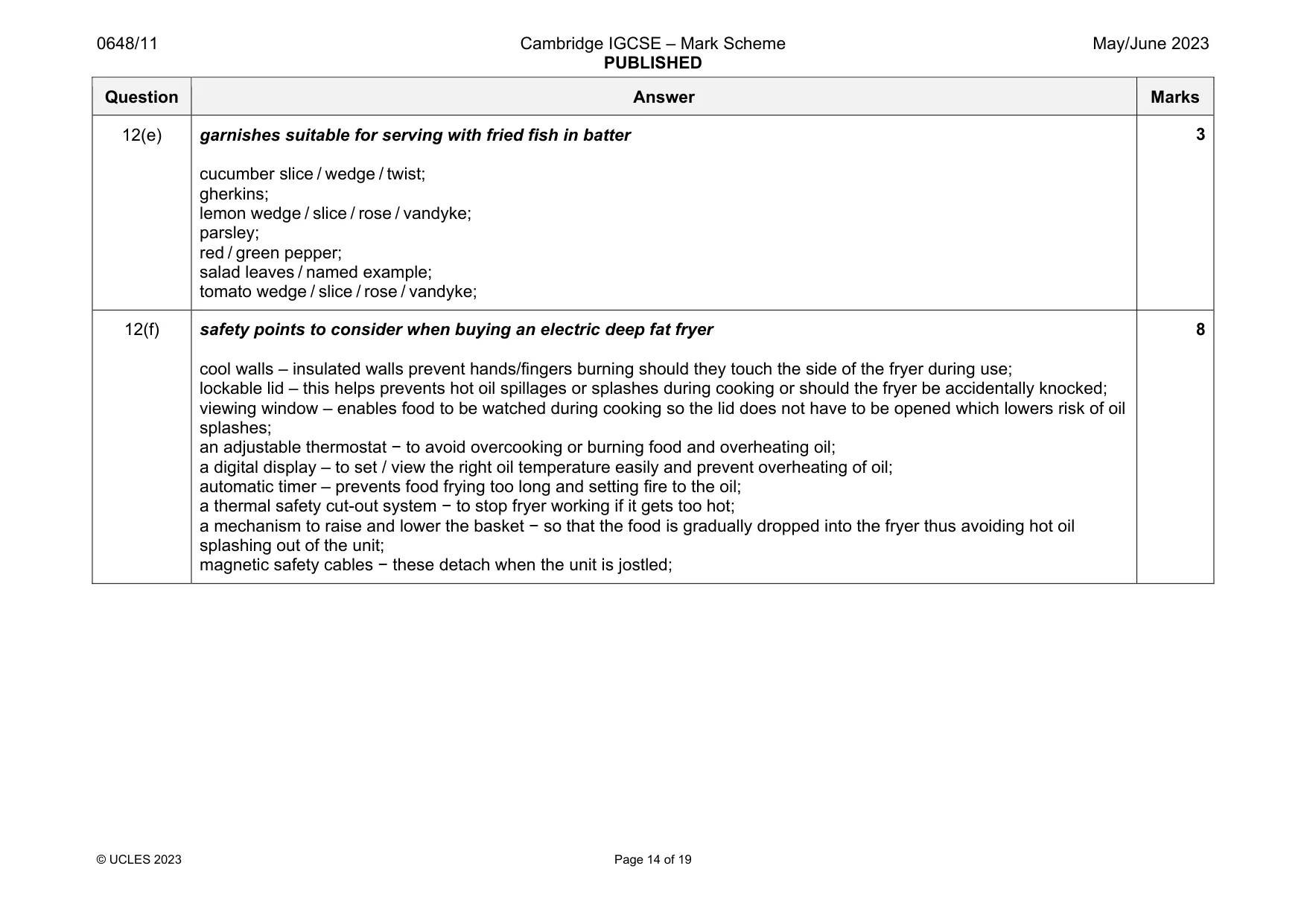 Mark scheme, page 14 of 19