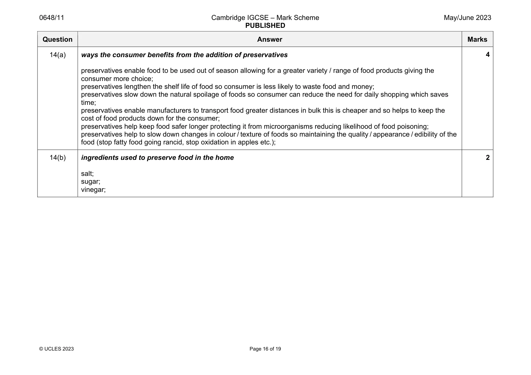 Mark scheme, page 16 of 19